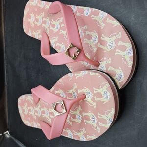 Pink Heart-Embellished Women's Flip Flops